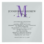 Modern Monogram Wedding Invitations Swirl Purple