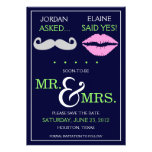 Modern Moustache Lips Mr. & Mrs. Save the Date Custom Announcement
