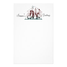 Modern Nativity Christmas Art Customised Stationery