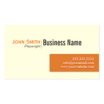 Modern Orange Label Playwright Business Card