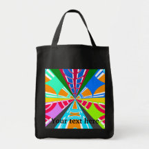 Modern orange light blue red white circular design tote bag
