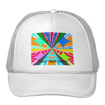 Modern orange light blue red white circular design hat