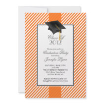 Modern Orange Stripe Graduation Party Invitation