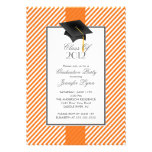 Modern Orange Stripe Graduation Party Invitation invitations