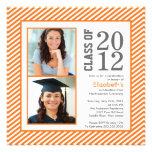 Modern Orange Stripes Photo Graduation Invitation invitations