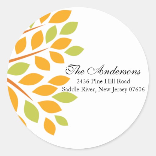 Modern Orange Tree Return Address Wedding Sticker