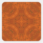 Modern Orange wood Pattern Square Sticker