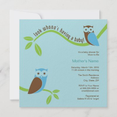 Modern Baby Shower Theme on Two Modern Owls Sitting On Curvy Tree Branches Theme This Baby Shower