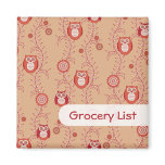 Modern Owls Grocery List Magnet