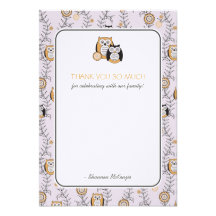Modern Owls Thank You Flat Cards Custom Invitation