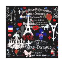Modern Paris French black collage Canvas Print