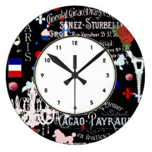 Modern Paris French black collage Clocks