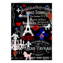 Modern Paris French black collage Greeting Card