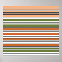 Modern peach and moss horizontal stripes posters