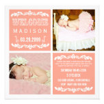 Modern Peach Baby Girl Sip & See Party Photo Cards invitations