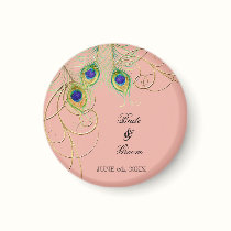 Modern Peacock Feathers Swirl Save the Date magnets