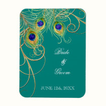 Modern Peacock Feathers Swirl Save the Date magnets