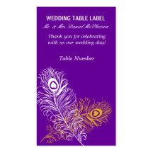 Modern Peacock Weddings  Gold White Feathers Business Card Templates