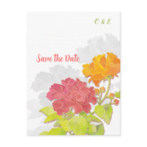 Modern Peony Monogram Floral Wedding Save the Date Postcard