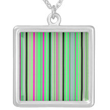 Modern pink black and bright green stripes pendants