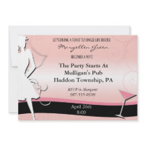 Modern Pink & Black Bachelorette Party Invitation