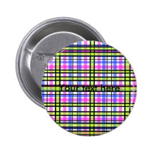 Modern pink blue yellow black plaid