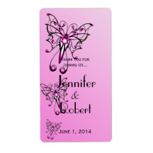 Modern Pink butterfly on Pink Wine Label