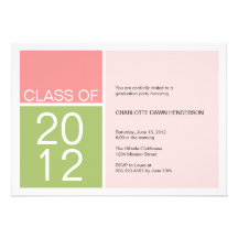 Modern pink colour block class graduation invite
