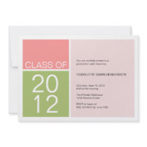 Modern pink colour block class graduation invite