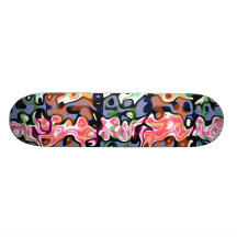 Modern pink green psychedelic swirls skateboards