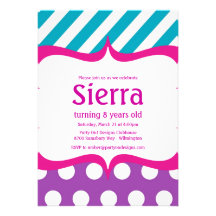 Modern Pink on Hot Pink Teal Polka dot Invitation