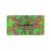 Modern pink psychedelic on green background labels