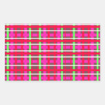 Modern pink red and green plaid sticker