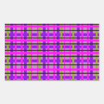 Modern pink violet and green plaid rectangle stickers