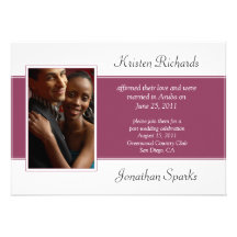 Modern Pink White Photo Post Wedding Celebration Announcement