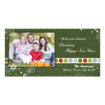 Modern Polka Dots & Snowflakes Christmas Photocard Photo Card