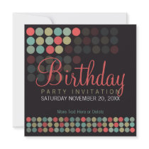Modern Pop Dots Party Birthday Invitation