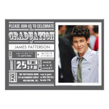 Modern poster graduation party invites
