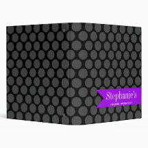 Modern Purple and Black Polka Dot Coupon Organizer Vinyl Binder
