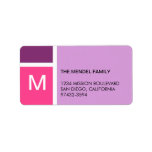 Modern purple berry colour block monogram address personalized address labels