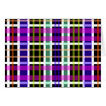 Modern purple black and pink plaid greeting card