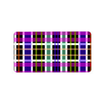 Modern purple black and pink plaid labels