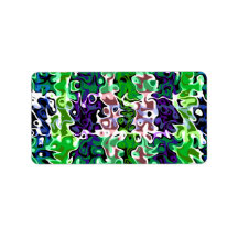 Modern purple green psychedelic swirls personalized address label