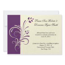 Modern Purple Ivory Cream Floral Swirls Post Weddi