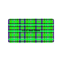 Modern purple neon green and green plaid personalized address label