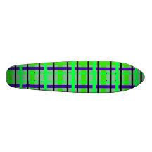 Modern purple neon green and green plaid custom skate board