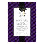 Modern Purple Stripe Graduation Party Invitation invitations