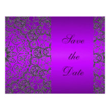 Modern Purple Wedding Shower Save the Date Bride Custom Invites