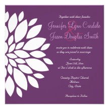 Modern Purple White Flower Wedding Invitations