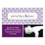 modern purples flower patterned  baby announce personalized announcement